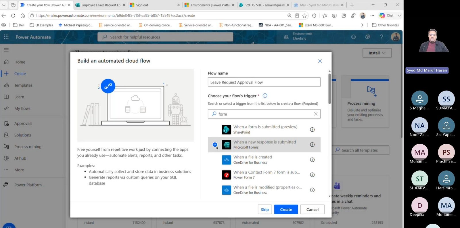 Building an automated cloud flow in Power Automate