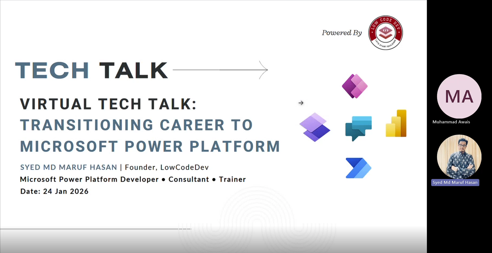 Opening slide: transitioning your career to Microsoft Power Platform